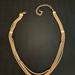 Stella and Dot Four Strand Necklace-Gold Tone
